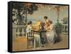 France, Monte Carlo, Terrace at Casino Gardens. Circa 1920, Chromolithograph-null-Framed Stretched Canvas