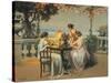 France, Monte Carlo, Terrace at Casino Gardens. Circa 1920, Chromolithograph-null-Stretched Canvas
