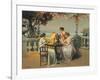 France, Monte Carlo, Terrace at Casino Gardens. Circa 1920, Chromolithograph-null-Framed Giclee Print