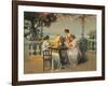 France, Monte Carlo, Terrace at Casino Gardens. Circa 1920, Chromolithograph-null-Framed Giclee Print