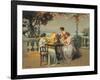 France, Monte Carlo, Terrace at Casino Gardens. Circa 1920, Chromolithograph-null-Framed Giclee Print