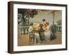 France, Monte Carlo, Terrace at Casino Gardens. Circa 1920, Chromolithograph-null-Framed Giclee Print