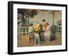 France, Monte Carlo, Terrace at Casino Gardens. Circa 1920, Chromolithograph-null-Framed Giclee Print