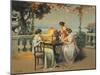 France, Monte Carlo, Terrace at Casino Gardens. Circa 1920, Chromolithograph-null-Mounted Giclee Print