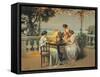 France, Monte Carlo, Terrace at Casino Gardens. Circa 1920, Chromolithograph-null-Framed Stretched Canvas