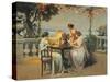 France, Monte Carlo, Terrace at Casino Gardens. Circa 1920, Chromolithograph-null-Stretched Canvas