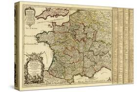 France - Panoramic Map-Lantern Press-Stretched Canvas