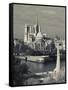 France, Paris,Cathedrale Notre Dame and the Pont De La Tournelle Bridge-Walter Bibikow-Framed Stretched Canvas