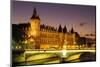 France, Paris, Conciergerie and river Seine at dusk.-Sergio Pitamitz-Mounted Photographic Print