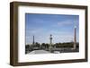 France, Paris, Eiffel Tower, Statue and an Egyptian Obelisk-Samuel Magal-Framed Photographic Print