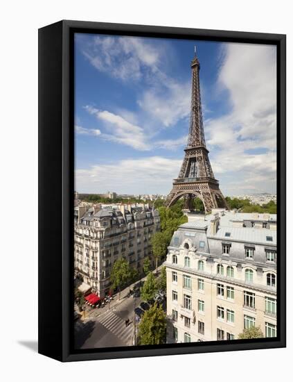 France, Paris, Eiffel Tower, View over Rooftops-Gavin Hellier-Framed Stretched Canvas