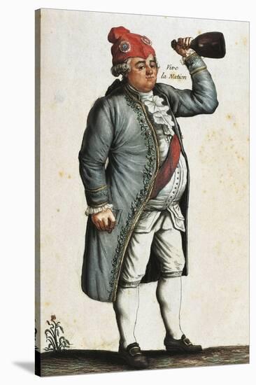 France, Paris, French Revolution, Long Live the Nation! Caricature of King Louis XVI-null-Stretched Canvas