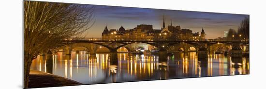 France, Paris, Hotel De Ville, Pont of the Arts, Seine, Lighting, Evening-Rainer Mirau-Mounted Photographic Print