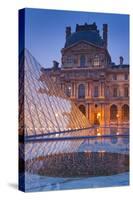 France, Paris, Ile De France, Louvre, Dusk, Pyramid-Rainer Mirau-Stretched Canvas