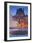 France, Paris, Ile De France, Louvre, Dusk, Pyramid-Rainer Mirau-Framed Photographic Print