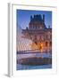 France, Paris, Ile De France, Louvre, Dusk, Pyramid-Rainer Mirau-Framed Photographic Print