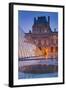 France, Paris, Ile De France, Louvre, Dusk, Pyramid-Rainer Mirau-Framed Photographic Print