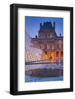 France, Paris, Ile De France, Louvre, Dusk, Pyramid-Rainer Mirau-Framed Photographic Print