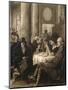 France, Paris, Interior of Cafe Between 5 and 7 O'Clock with Soldiers and Fashionable Ladies-null-Mounted Giclee Print