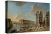 France, Paris, L'Ile Saint Louis and Pont-Rouge as Seen from Place De Greve-Nicolo Bambini-Stretched Canvas