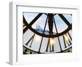 France, Paris, Musee D'Orsay, Giant Ornamental Clock and Basilique Du Sacre Coeur-Shaun Egan-Framed Photographic Print