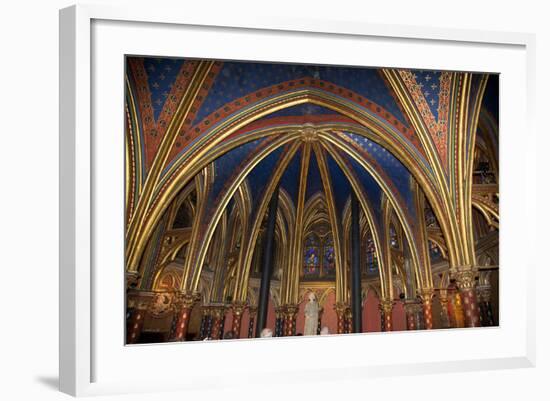 France, Paris, Notre Dame Cathedral, Lower Church, Apse, Ribbed Vaulted Ceiling-Samuel Magal-Framed Photographic Print