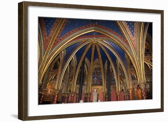 France, Paris, Notre Dame Cathedral, Lower Church, Apse, Ribbed Vaulted Ceiling-Samuel Magal-Framed Photographic Print