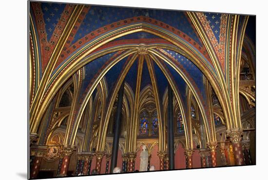 France, Paris, Notre Dame Cathedral, Lower Church, Apse, Ribbed Vaulted Ceiling-Samuel Magal-Mounted Photographic Print