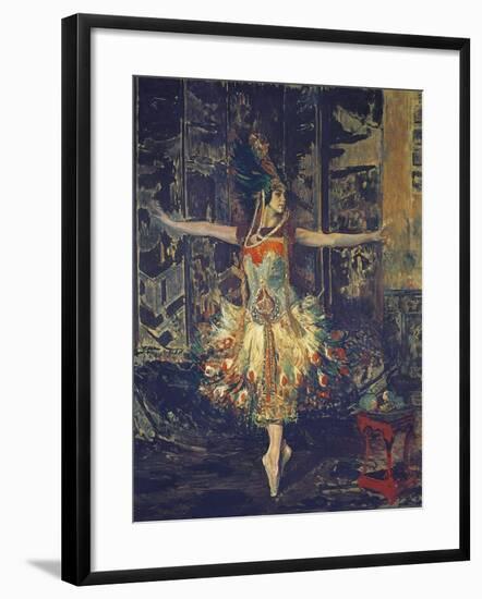France, Paris, Painting of the Russian Dancer Tamara Karsavina in the Firebird by Igor Stravinsky-null-Framed Giclee Print