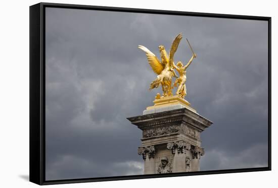 France, Paris, Pont Alexander III Bridge, Golden Statue-Samuel Magal-Framed Stretched Canvas