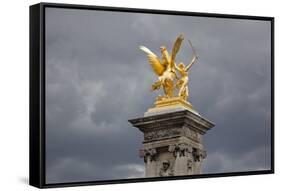 France, Paris, Pont Alexander III Bridge, Golden Statue-Samuel Magal-Framed Stretched Canvas