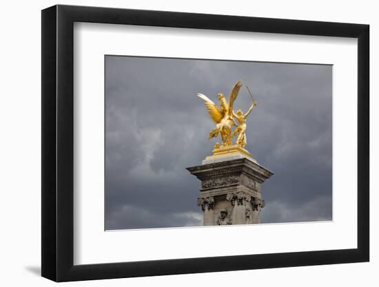 France, Paris, Pont Alexander III Bridge, Golden Statue-Samuel Magal-Framed Photographic Print