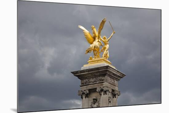 France, Paris, Pont Alexander III Bridge, Golden Statue-Samuel Magal-Mounted Photographic Print
