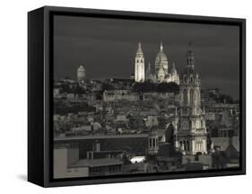 France, Paris, Sacre Coeur and Trinite D' Estienne D' Orves Church-Walter Bibikow-Framed Stretched Canvas