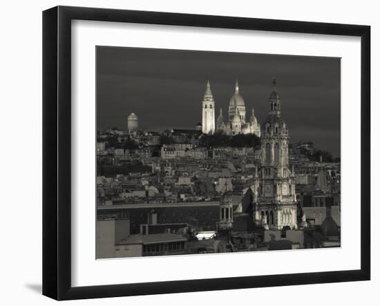 France, Paris, Sacre Coeur and Trinite D' Estienne D' Orves Church-Walter Bibikow-Framed Photographic Print