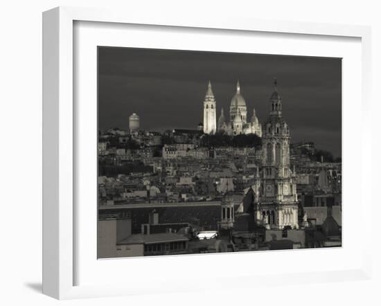 France, Paris, Sacre Coeur and Trinite D' Estienne D' Orves Church-Walter Bibikow-Framed Photographic Print