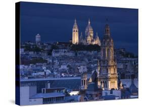 France, Paris, Sacre Coeur and Trinite D' Estienne D' Orves Church-Walter Bibikow-Stretched Canvas