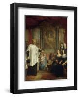 France, Paris, St Marguerite Church, St Vincent De Paul in Front of Ladies of Charity-Louis Galloche-Framed Premium Giclee Print