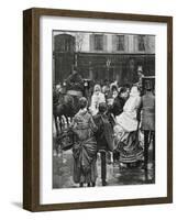 France. Paris. Street Scene. Bourgeois Family Boarding a Horse Carriage., 1864-null-Framed Giclee Print