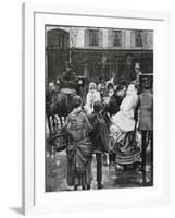 France. Paris. Street Scene. Bourgeois Family Boarding a Horse Carriage., 1864-null-Framed Giclee Print