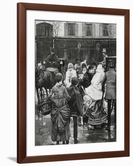 France. Paris. Street Scene. Bourgeois Family Boarding a Horse Carriage., 1864-null-Framed Giclee Print