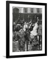 France. Paris. Street Scene. Bourgeois Family Boarding a Horse Carriage., 1864-null-Framed Premium Giclee Print
