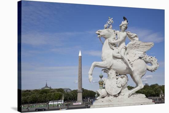 France, Paris, Tuileries Garden, Statue of Hermes (Mercury) with Pegasus-Samuel Magal-Stretched Canvas
