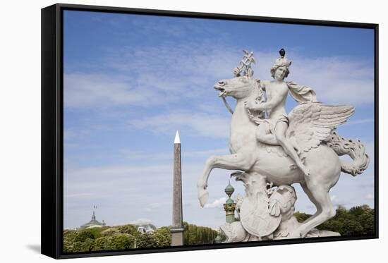 France, Paris, Tuileries Garden, Statue of Hermes (Mercury) with Pegasus-Samuel Magal-Framed Stretched Canvas