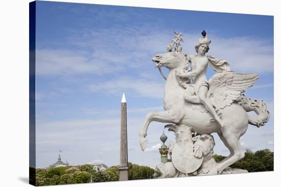 France, Paris, Tuileries Garden, Statue of Hermes (Mercury) with Pegasus-Samuel Magal-Stretched Canvas