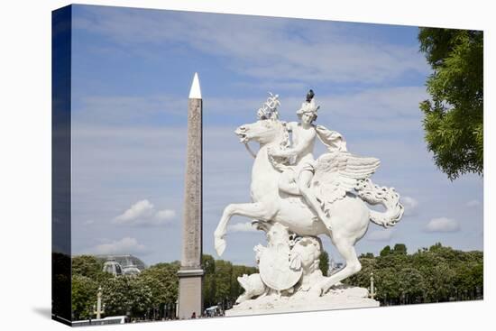 France, Paris, Tuileries Garden, Statue of Hermes (Mercury) with Pegasus-Samuel Magal-Stretched Canvas