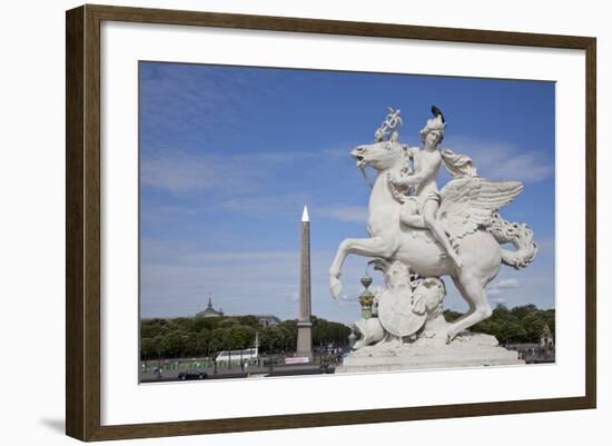 France, Paris, Tuileries Garden, Statue of Hermes (Mercury) with Pegasus-Samuel Magal-Framed Photographic Print