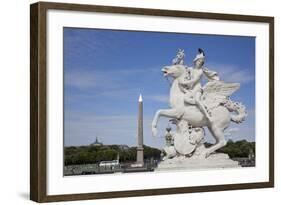 France, Paris, Tuileries Garden, Statue of Hermes (Mercury) with Pegasus-Samuel Magal-Framed Photographic Print