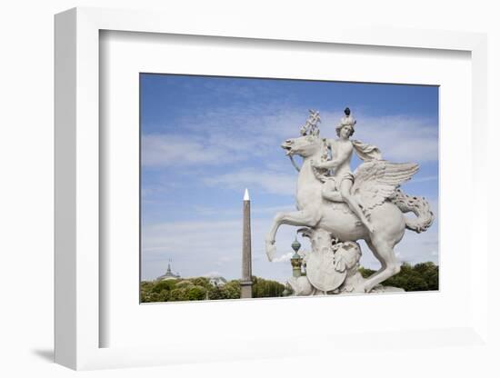 France, Paris, Tuileries Garden, Statue of Hermes (Mercury) with Pegasus-Samuel Magal-Framed Photographic Print