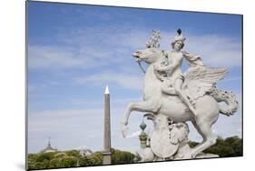 France, Paris, Tuileries Garden, Statue of Hermes (Mercury) with Pegasus-Samuel Magal-Mounted Photographic Print